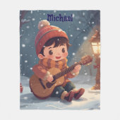Couverture Polaire boy playing guitar Christmas Fleece Blanket (Devant)