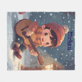 Couverture Polaire boy playing guitar Christmas Fleece Blanket (Devant (Horizontal))