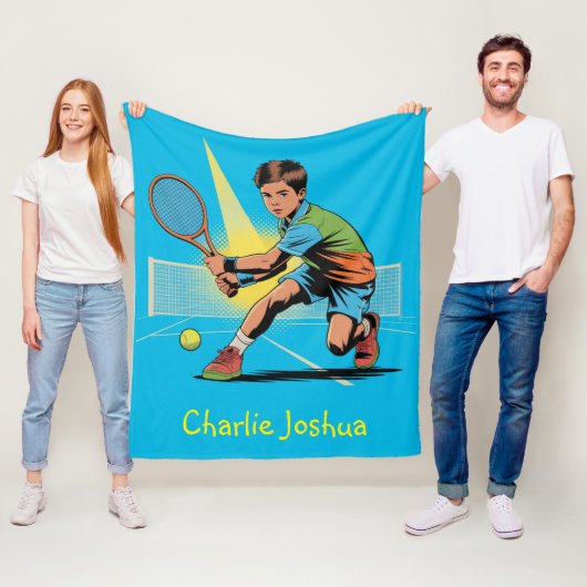Couverture Polaire Boy Tennis Anniversaire fête cadeau (En situation)