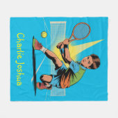 Couverture Polaire Boy Tennis Anniversaire fête cadeau (Devant (Horizontal))