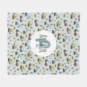 Couverture Polaire Boys Cute Blue Builder Motif de construction (Devant (Horizontal))