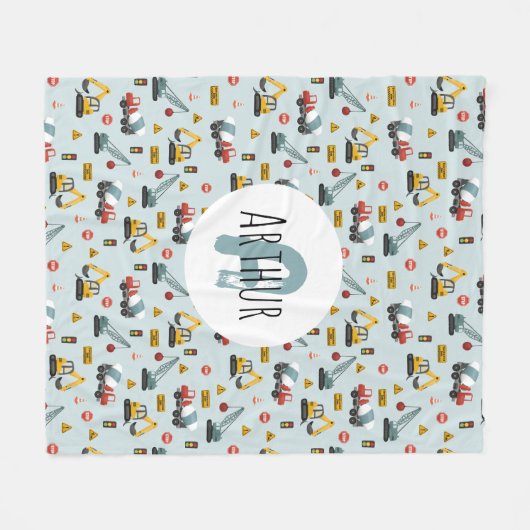 Couverture Polaire Boys Cute Blue Builder Motif de construction (Devant (Horizontal))