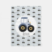 Couverture Polaire Boy's Cute Blue Tractor Motif & Nom Enfants (Devant)