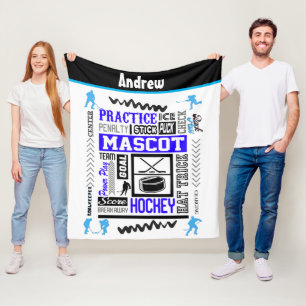 Couverture Polaire Boys Hockey Terminologie Personnalisée Bleu