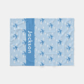 Couverture Polaire Boys mignon Motif d'avion Nom personnalisé (Devant (Horizontal))