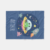 Couverture Polaire Boys mignonne Space Alien Rocket Cartoon & Nom Enf (Devant (Horizontal))