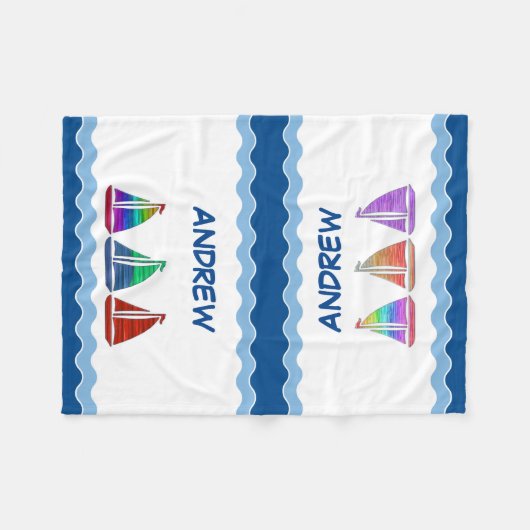 Couverture Polaire Boys Nautical Monogram Blanket (Devant (Horizontal))