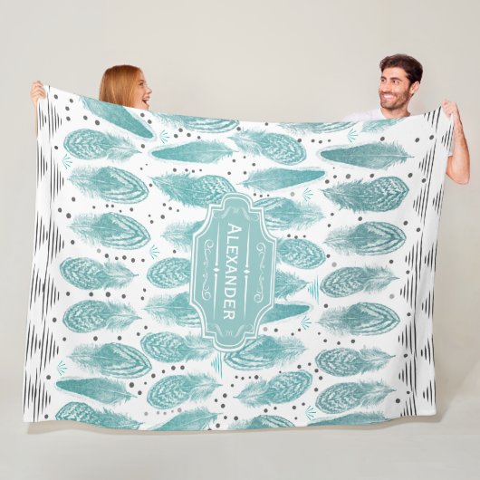 Couverture Polaire Boys Room Moderne Abstrait Motif en plumes (En situation)