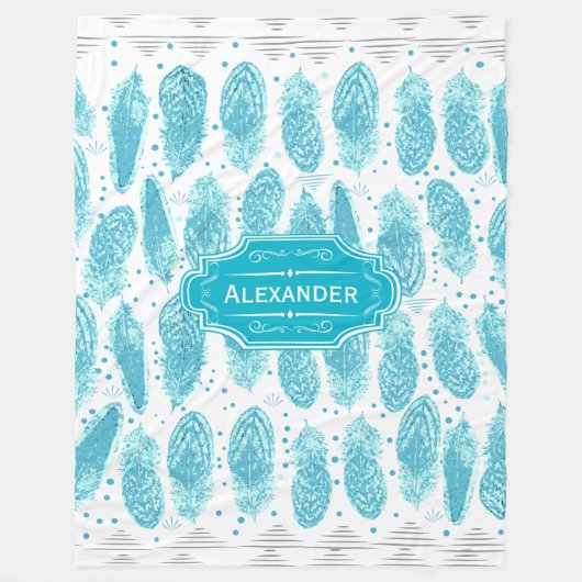 Couverture Polaire Boys Room Moderne Abstrait Motif en plumes (Devant)