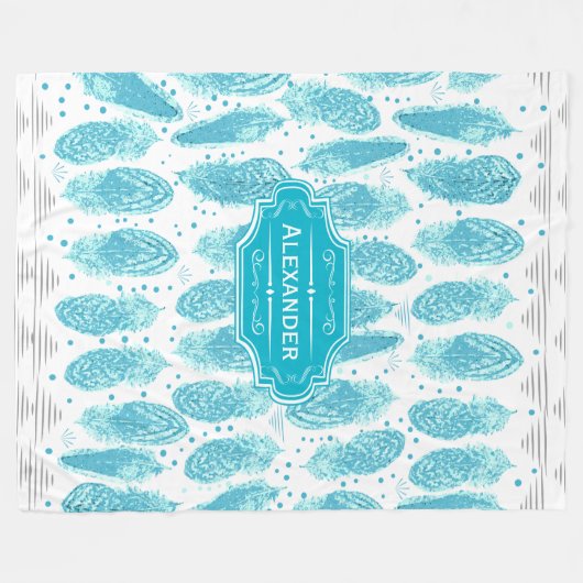 Couverture Polaire Boys Room Moderne Abstrait Motif en plumes (Devant (Horizontal))