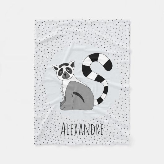 Couverture Polaire Boys Trendy Cute Jungle Lemur & Name Kids (Devant)