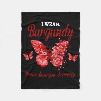 Couverture Polaire Brain Aneurysm Awareness I Wear Burgundy Butterfly