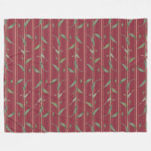 Couverture Polaire Branch of leaves on red wallpaper (Devant (Horizontal))