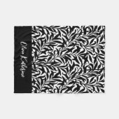 Couverture Polaire Branche de Saule Noir et Blanc Monogrammée (Devant (Horizontal))