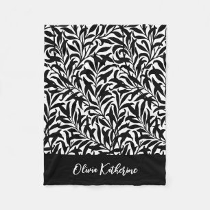 Couverture Polaire Branche de Saule Noir et Blanc Monogrammée
