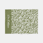 Couverture Polaire Branche de Saule Vert Olive Monogrammé (Devant (Horizontal))