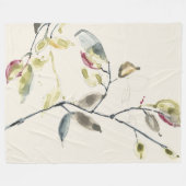 Couverture Polaire Branche feuille aquarelle (Devant (Horizontal))