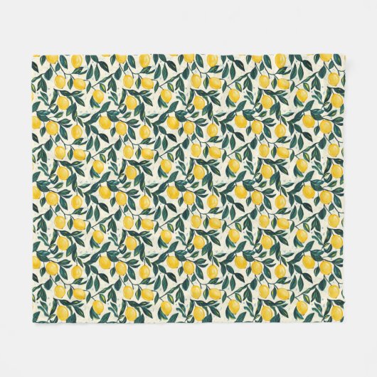 Couverture Polaire Branches de citronnier jaune vif à deux tons (Devant (Horizontal))