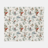 Couverture Polaire Branches d'oiseaux et de pins d'hiver Motif (Devant (Horizontal))