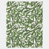 Couverture Polaire Branches d'olive sur blanc (Devant)