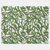 Couverture Polaire Branches d'olive sur blanc (Devant (Horizontal))