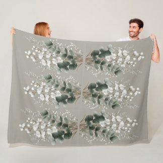 Couverture Polaire Branches Florales Élégantes d'Eucalyptus Botanique