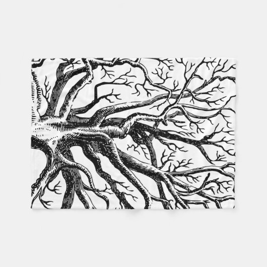 Couverture Polaire Branches rustiques Abstraites en noir et blanc (Devant (Horizontal))
