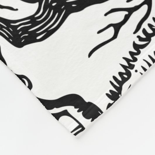 Couverture Polaire Branches rustiques Abstraites en noir et blanc (Coin)