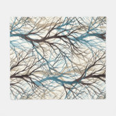 Couverture Polaire branches turquoises brunes Abstraites (Devant (Horizontal))
