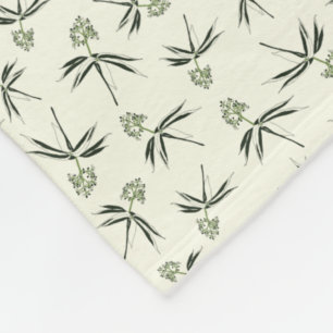 Couverture Polaire Branches vertes sur crème - motif sans soudure