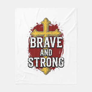 Couverture Polaire Brave et Fort Design de Chemise Vintage Croix_1
