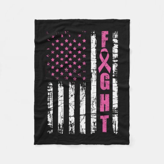 Couverture Polaire Breast Cancer Awareness American Flag Fight Pink R (Devant)