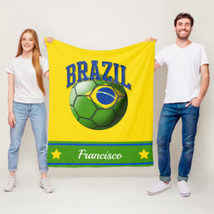 Couverture Polaire Brésil Brésil Bal de Football Drapeau   Name
