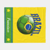 Couverture Polaire Brésil Brésil Bal de Football Drapeau | Name (Devant (Horizontal))