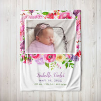 Bright Blooms Baby Girl Birth Stat Photo