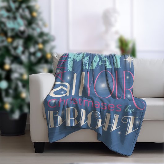 Couverture Polaire Bright Christmas Typography ID264