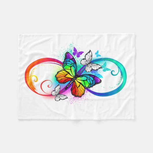 Couverture Polaire Bright infinity with rainbow butterfly (Devant (Horizontal))