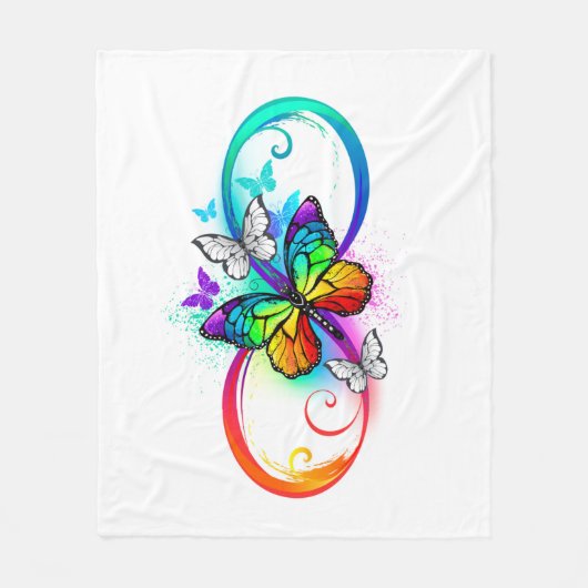 Couverture Polaire Bright infinity with rainbow butterfly (Devant)