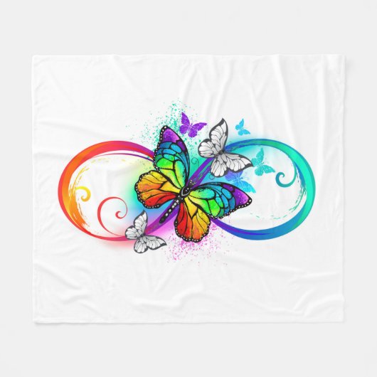 Couverture Polaire Bright infinity with rainbow butterfly (Devant (Horizontal))