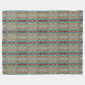 Couverture Polaire Bright Orange Turquoise Turquoise Blue Tribal Art  (Devant (Horizontal))