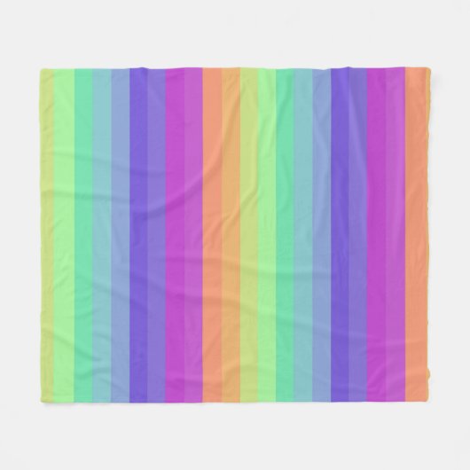 Couverture Polaire Bright Pastel Rainbow Stripe Fleece Blanket (Devant (Horizontal))