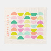 Couverture Polaire Bright Pastels Formes géométriques Nom personnalis (Devant (Horizontal))