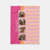 Couverture Polaire Bright Photo Collage Hot Pink Orange Chevrons (Devant)