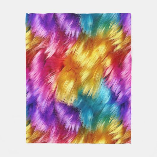 Couverture Polaire Bright Rainbow fausse texture de fourrure monstre (Devant)