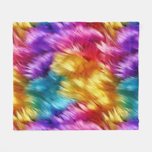 Couverture Polaire Bright Rainbow fausse texture de fourrure monstre (Devant (Horizontal))