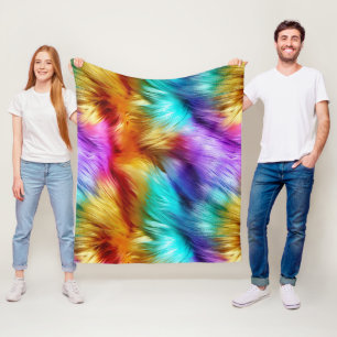 Couverture Polaire Bright Rainbow fausse texture de fourrure monstre