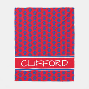 Couverture Polaire Bright Rouge Blanc et Bleu Empreintes de pattes pe