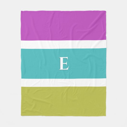 Couverture Polaire Bright Stripe moderne Monogramme initial (Devant)