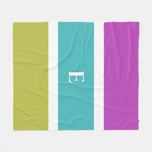 Couverture Polaire Bright Stripe moderne Monogramme initial (Devant (Horizontal))