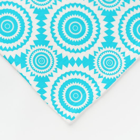 Couverture Polaire Bright Turquoise and White Fun Motif géométrique (Coin)